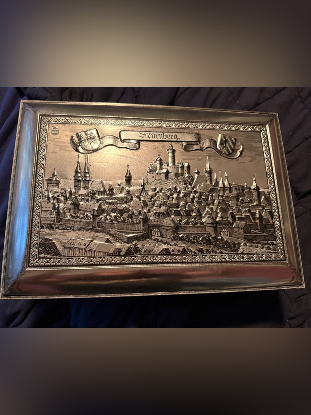 Nurnberg Decorative Metal tin  in Silver Tone